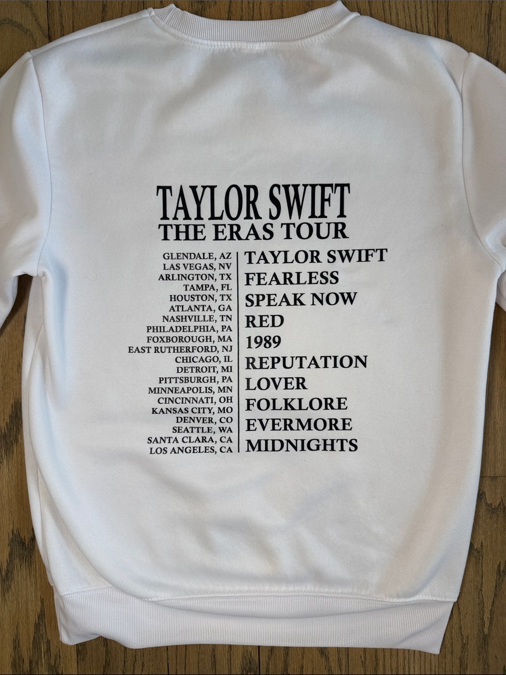 Taylor Swift White Screenprint Eras Tour Pullover Sweatshirt Size Small - Picture 10 of 10